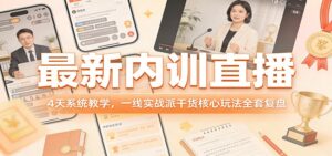 最新内训直播，4天系统教学，一线实战派干货核心玩法全套复盘-宝藏屋创业网