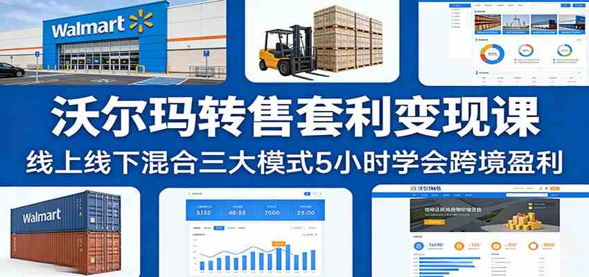 沃尔玛转售套利变现课：线上线下混合三大模式5小时学会跨境盈利-宝藏屋创业网