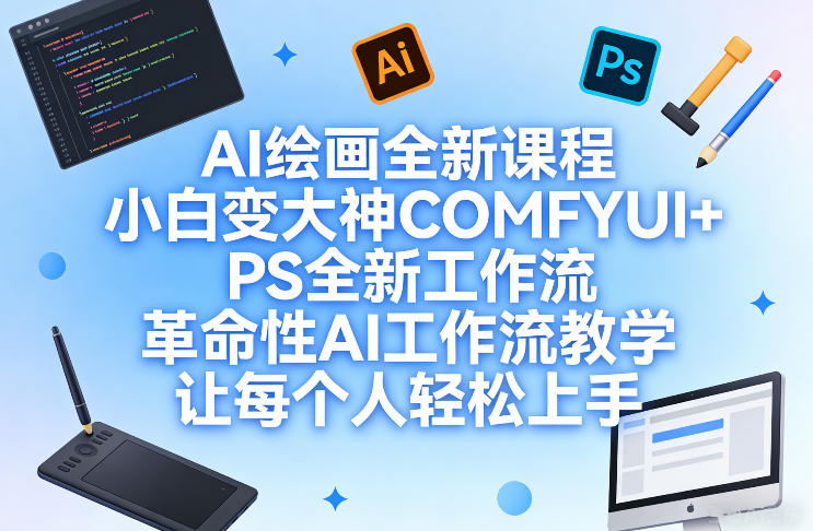AI绘画全新课程，小白变大神COMFYUI+PS全新工作流，革命性AI工作流教学，让每个人轻松上手-宝藏屋创业网