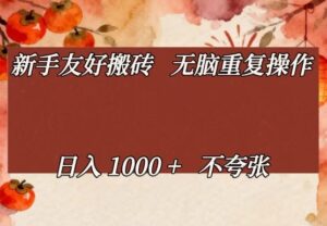 新手友好搬砖，无脑重复操作，日入1000+不夸张【揭秘】-宝藏屋创业网