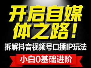 开启自媒体之路！拆解抖音视频号口播IP玩法，小白0基础进阶-宝藏屋创业网