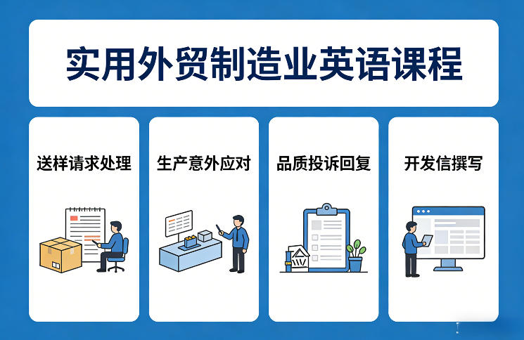 实用外贸制造业英语课程，教你专业处理送样请求、应对生产意外、回复品质投诉、撰写开发信等-宝藏屋创业网