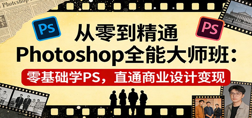从零到精通Photoshop全能大师班：零基础学PS，直通商业设计变现-宝藏屋创业网