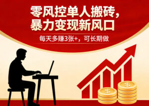 零风控单人搬砖,暴力变现新风口,每天多賺3张+,可长期做【揭秘】-宝藏屋创业网