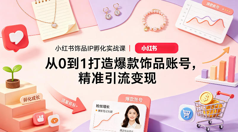 小红书饰品IP孵化实战课｜从0到1打造爆款饰品账号，精准引流变现-宝藏屋创业网