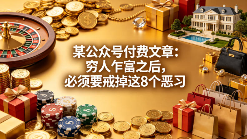 某公众号付费文章：穷人乍富之后，必须要戒掉这8个恶习-宝藏屋创业网