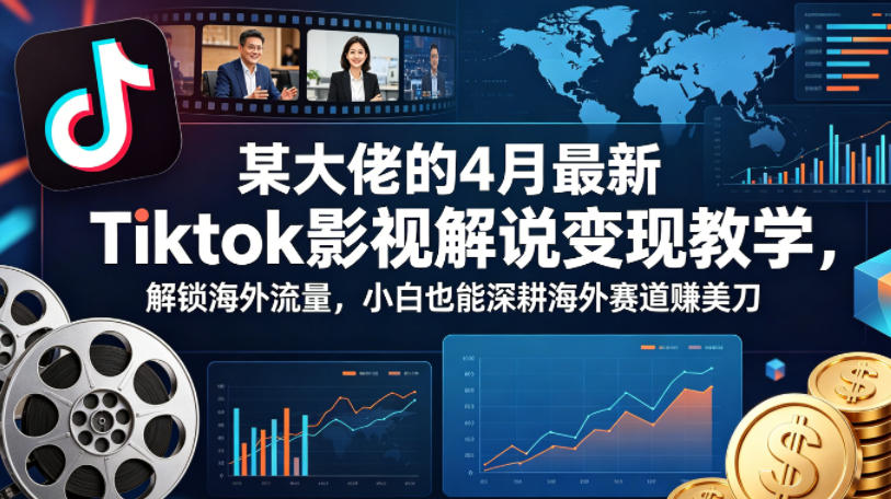 某大佬的4月最新Tiktok影视解说变现教学，解锁海外流量，小白也能深耕海外赛道賺美刀-宝藏屋创业网