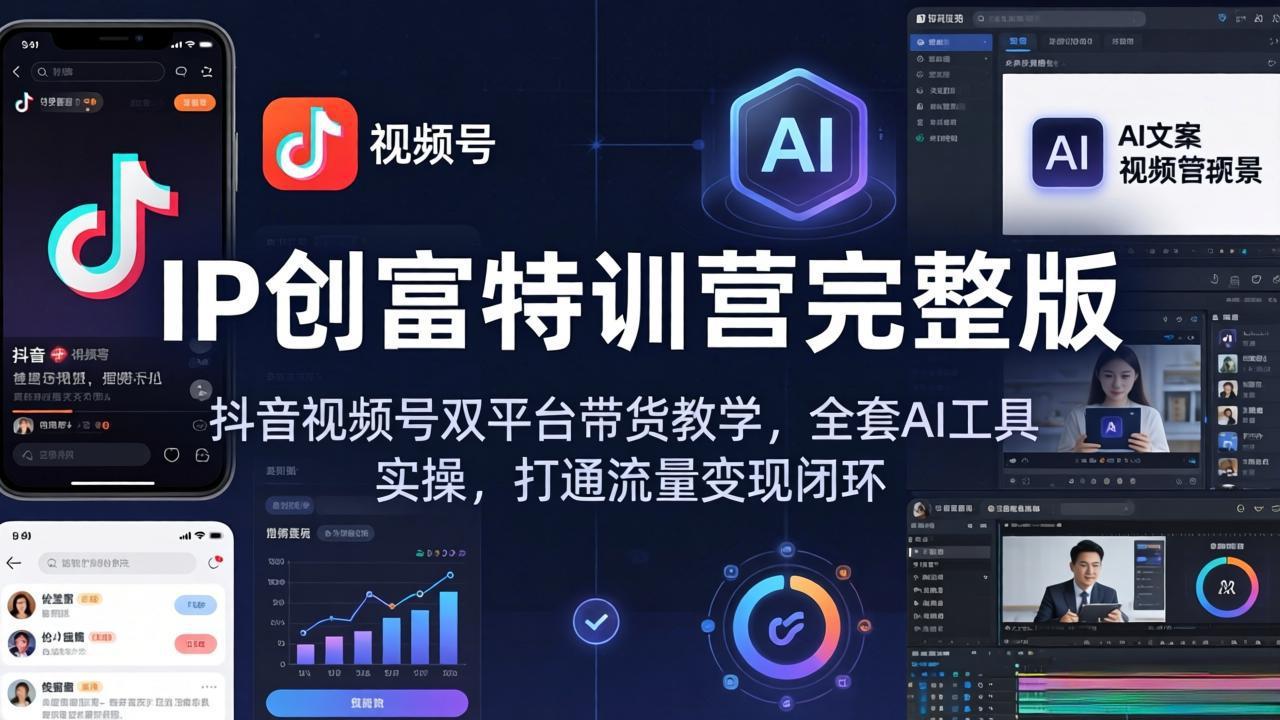 IP创富特训营完整版：抖音视频号双平台带货教学，全套AI工具实操，打通流量变现闭环-宝藏屋创业网