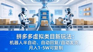 拼多多虚拟类目新玩法：机器人半自动、自动回复 /自动发货，月入 1-5W 可复制-宝藏屋创业网