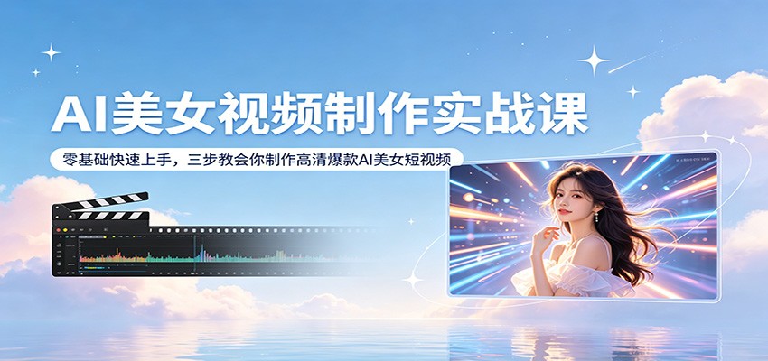 AI美女视频制作实战课：零基础快速上手，三步教会你制作高清爆款AI美女短视频-宝藏屋创业网