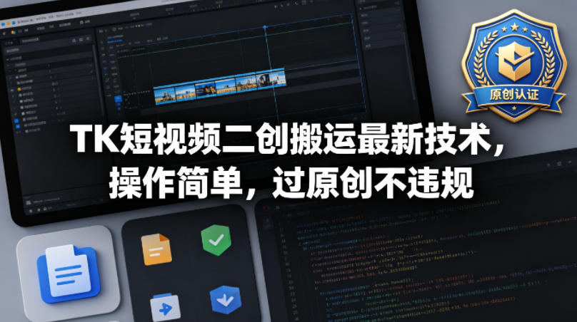 TK短视频二创搬运最新技术，操作简单，过原创不违规-宝藏屋创业网