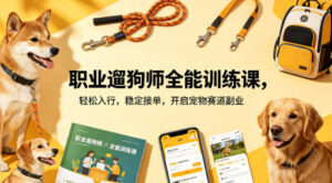职业遛狗师全能训练课，轻松入行，稳定接单，开启宠物赛道副业-宝藏屋创业网