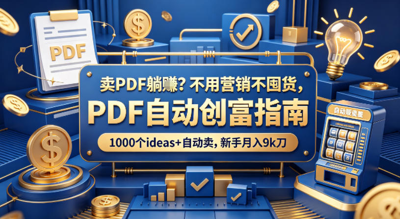 卖PDF躺賺？不用营销不囤货，PDF自动创富指南，1000个ideas+自动卖，新手月入9k刀【原创双语字幕】-宝藏屋创业网