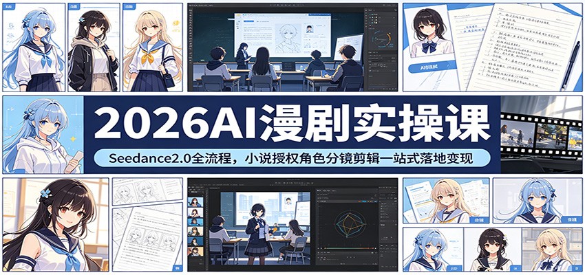 2026AI漫剧实操课：Seedance2.0全流程，小说授权角色分镜剪辑一站式落地变现-宝藏屋创业网
