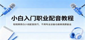 小白入门职业配音教程，短视频旁白小说配音技巧，不用专业设备也能做高薪副业-宝藏屋创业网