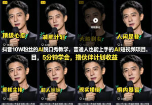 抖音10W粉丝的AI脱口秀教学,普通人也能上手的AI短视频项目,5分钟学会,撸伙伴计划收益-宝藏屋创业网