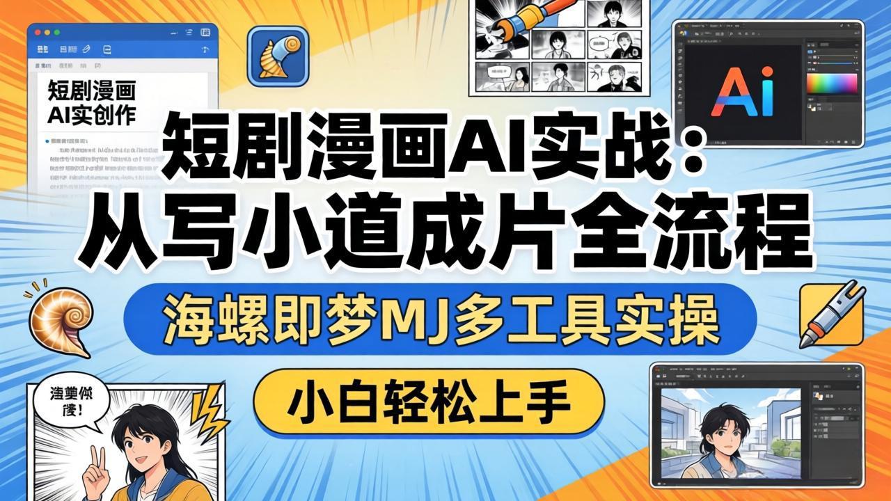 短剧漫画AI实战：从写小说到成片全流程，海螺即梦MJ多工具实操，小白轻松上手-宝藏屋创业网