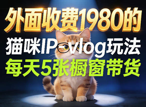 宠物赛道猫咪IP-vlog玩法，26条视频涨粉29W，每天5张橱窗带货拆解-宝藏屋创业网