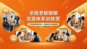 全能老板娘流量体系训练营，三天吃透短视频引流、直播成交与私域运营，打造个人IP轻松变现-宝藏屋创业网