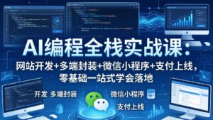 AI编程全栈实战课：网站开发+多端封装+微信小程序+支付上线，零基础一站式学会落地-宝藏屋创业网