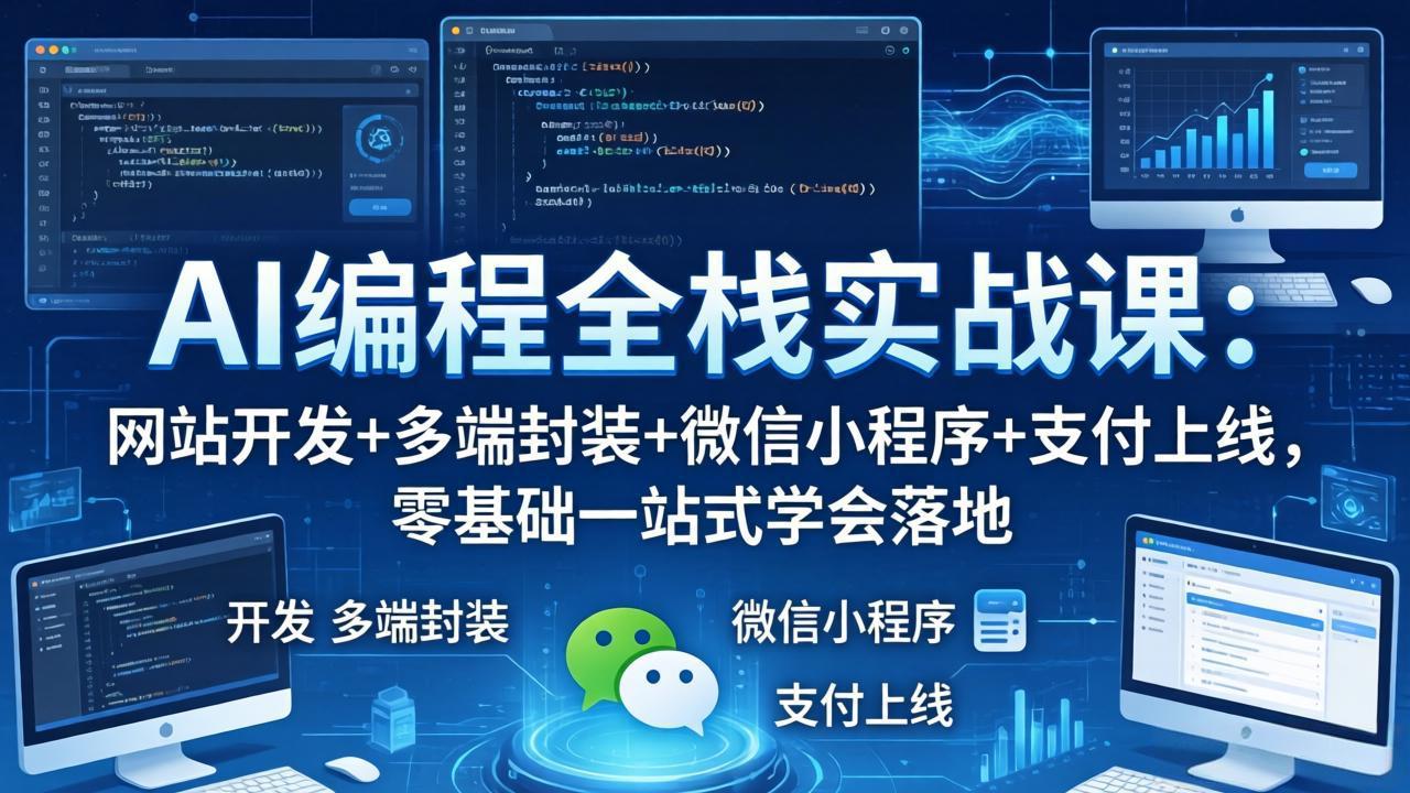 AI编程全栈实战课：网站开发+多端封装+微信小程序+支付上线，零基础一站式学会落地-宝藏屋创业网