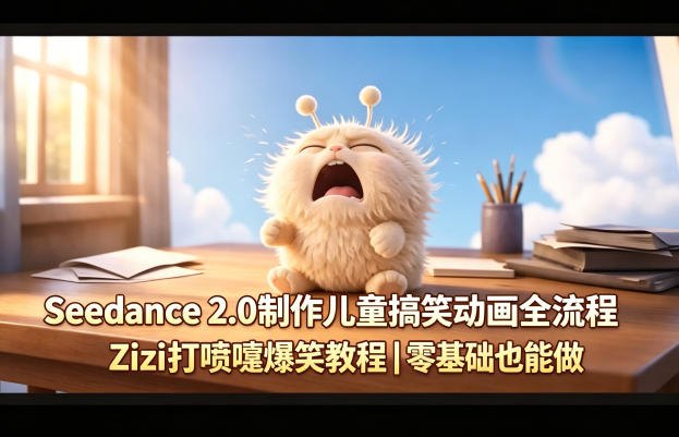 Seedance 2.0制作儿童搞笑动画全流程Zizi打喷嚏爆笑教程｜零基础也能做-宝藏屋创业网