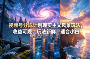 视频号分成计划现实主义风景玩法，收益可观，玩法新鲜，适合小白-宝藏屋创业网