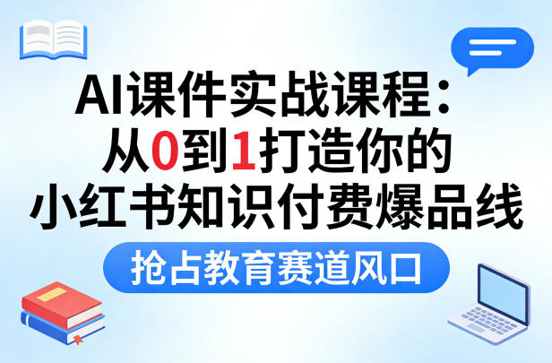 AI课件实战课程，从0到1打造你的小红书知识付费爆品线，抢占教育赛道风口-宝藏屋创业网