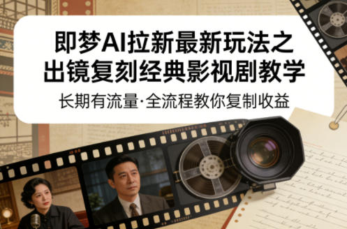 即梦AI拉新最新玩法之出镜复刻经典影视剧教学，长期有流量，全流程教你复制收益-宝藏屋创业网