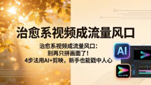 治愈系视频成流量风口：别再只拼画面了！4步法用AI+剪映，新手也能戳中人心-宝藏屋创业网