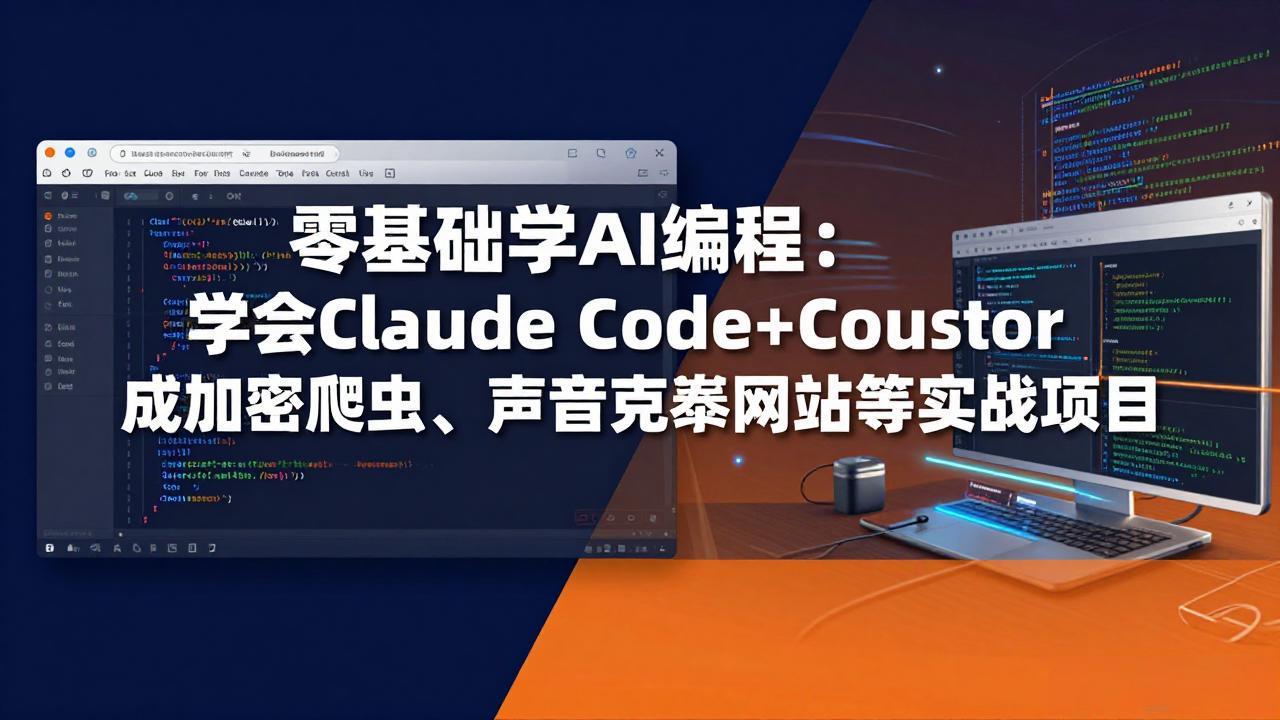 零基础学AI编程：学会Claude Code+Cursor完成加密爬虫、声音克隆网站等实战项目-宝藏屋创业网