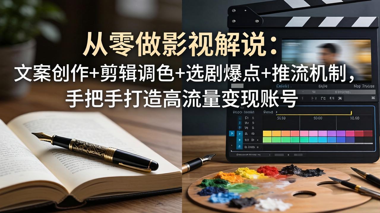 从零做影视解说：文案创作+剪辑调色+选剧爆点+推流机制，手把手打造高流量变现账号-宝藏屋创业网