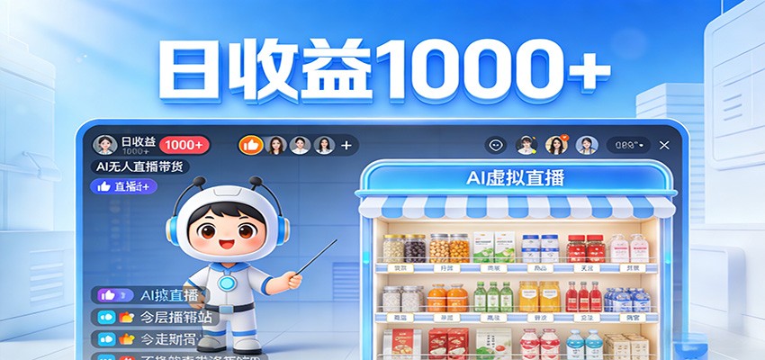 不用露脸不用说话，24小时自动卖货赚钱，全天自动直播，收益看得见-宝藏屋创业网