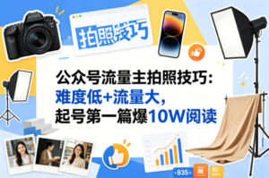 公众号流量主之拍照技巧赛道，难度低+流量大，起号第一篇就爆了10w阅读-宝藏屋创业网