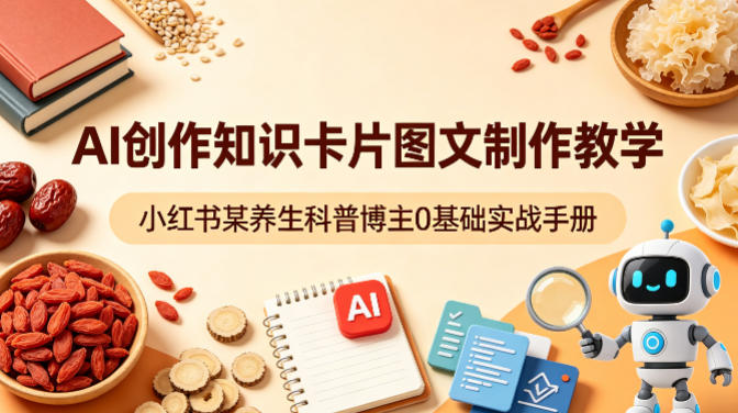AI创作知识卡片图文制作教学，小红书某养生科普博主0基础实战手册-宝藏屋创业网