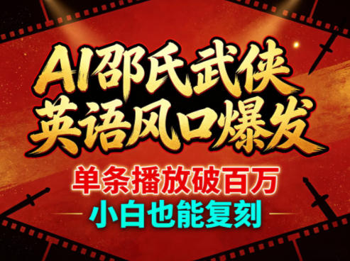 AI邵氏武侠英语风口爆发，单条播放破百万，小白也能复刻-宝藏屋创业网