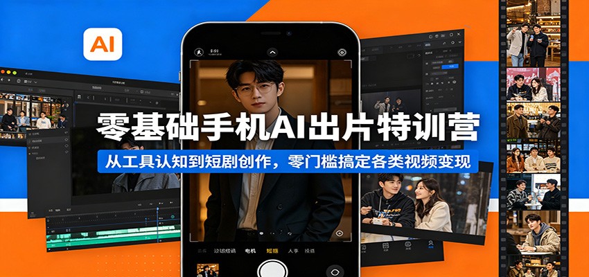 零基础手机AI出片特训营：从工具认知到短剧创作，零门槛搞定各类视频变现-宝藏屋创业网