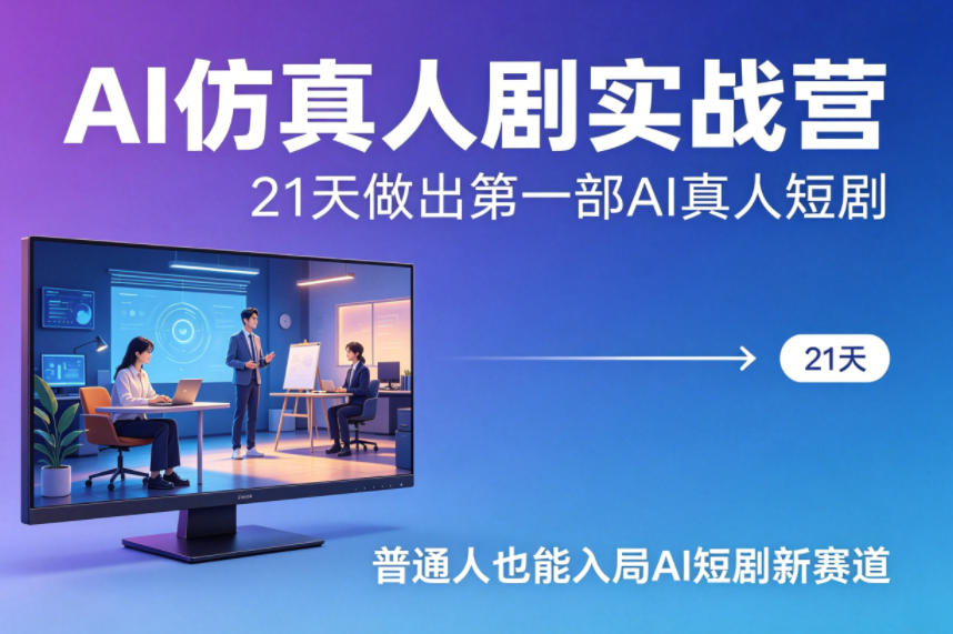 AI仿真人剧实战营，21天做出第一部AI真人短剧，普通人也能入局AI短剧新赛道（更新）-宝藏屋创业网