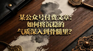 某公众号付费文章：如何将沉稳的气质深入到骨髓里？-宝藏屋创业网