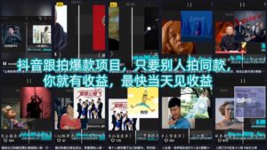 抖音跟拍爆款项目，只要别人拍同款，你就有收益，最快当天见收益-宝藏屋创业网