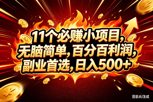（18245期）11个必赚钱的小项目，百分百赚米，无脑简单，副业首选，日入300+-宝藏屋创业网