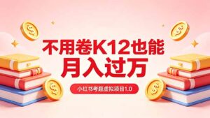 黄岛主小红书考题虚拟项目1.0：不用卷K12也能月入过万(价值2988的课程-宝藏屋创业网