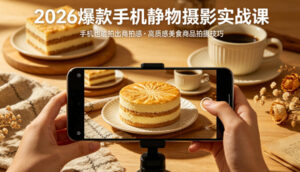 2026爆款手机静物摄影实战课，手机也能拍出商拍感，学会拍出高质感美食商品-宝藏屋创业网