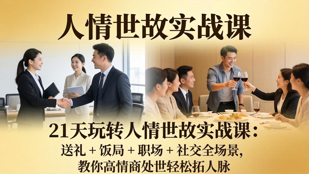 21 天玩转人情世故实战课：送礼 + 饭局 + 职场 + 社交全场景，教你高情商处世轻松拓人脉-宝藏屋创业网