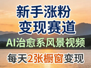 AI治愈系风景视频，新手涨粉变现赛道，橱窗变现每天2张，副业必备-宝藏屋创业网