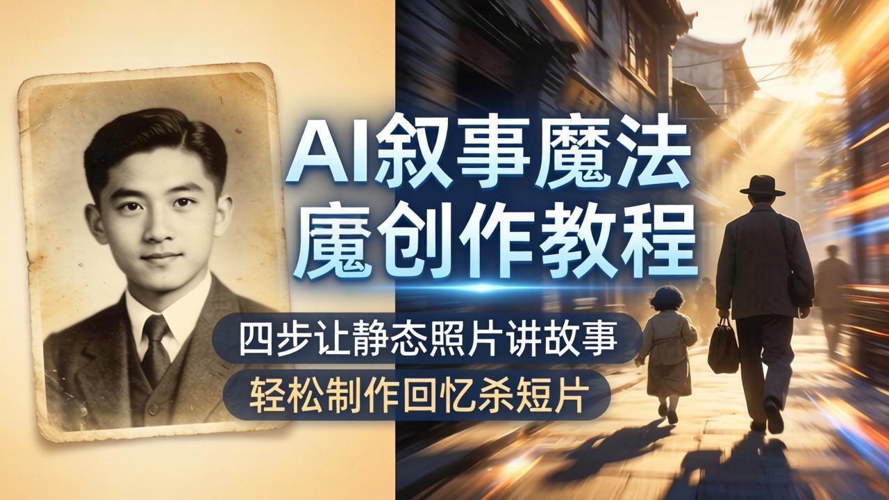 AI叙事魔法创作教程，四步让静态照片讲故事，老照片修复加动态特效，轻松制作回忆杀短片-宝藏屋创业网