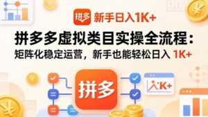 拼多多虚拟类目实操全流程:矩阵化稳定运营,新手也能轻松日入 1K+-宝藏屋创业网