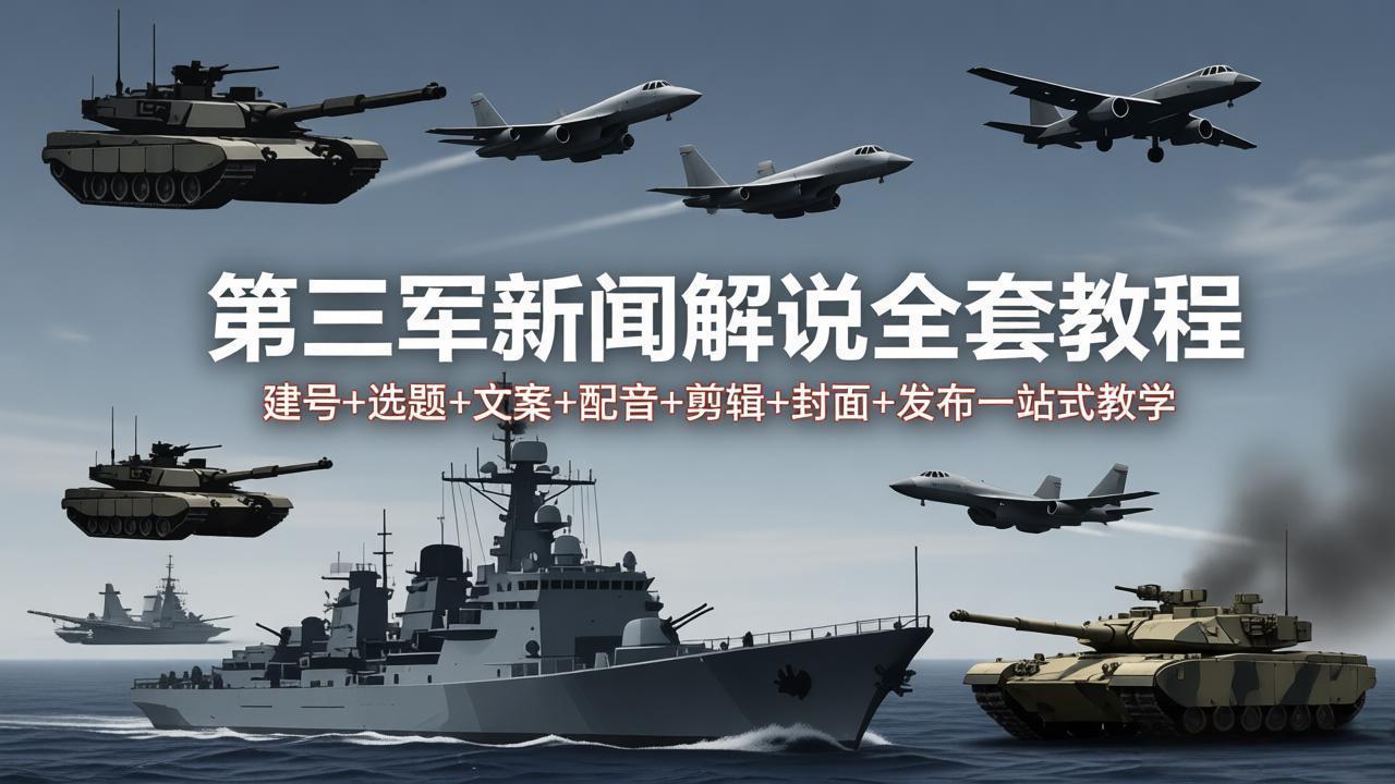 第三军迷新闻解说全套教程：建号+选题+文案+配音+剪辑+封面+发布一站式教学-宝藏屋创业网