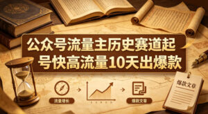 公众号流量主之历史赛道，起号快+高流量，10天就能出爆款！-宝藏屋创业网