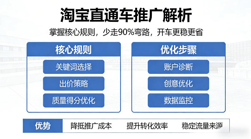 淘宝直通车推广解析，掌握核心规则，少走90%弯路，开车更稳更省-宝藏屋创业网